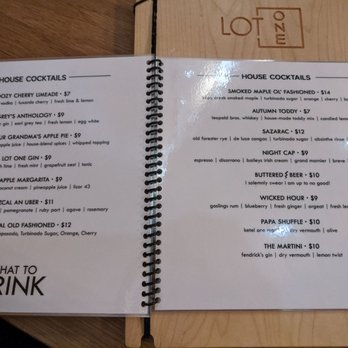 Lot One - Cocktail menu - Cocktail Bars Near Me - Arvada, Colorado