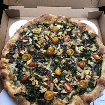 Basil Pizzeria - Chicken Alfredo pizza! - Salad Near Me - Oakland, California