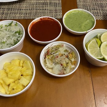 Taqueria Los Gueros - Sides/salsas for the Al Pastor Taco Fiesta Pack (30 tacos for $35) - Mexican Near Me - SaddleBrook, New Jersey Taqueria Los Gueros - Sides/salsas for the Al Pastor Taco Fiesta Pack (30 tacos for $35) - Mexican Near Me - SaddleBrook, New Jersey