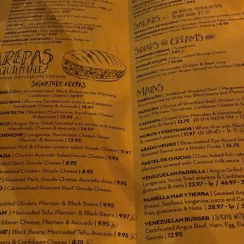 Bienmesabe - The menu. 12/15/2018 - Venezuelan Near Me - Chicago, Illinois