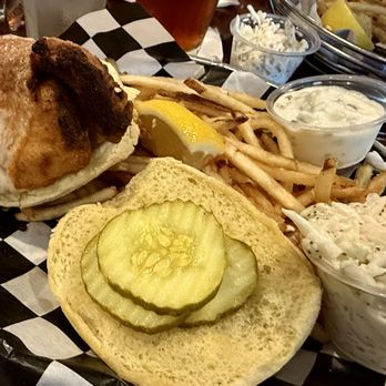 The Black Cat Tavern - How could anyone have missed the big charred spot on the TOP of my fish sandwich?!? - Seafood Near Me - Hyannis, Massachusetts The Black Cat Tavern - How could anyone have missed the big charred spot on the TOP of my fish sandwich?!? - Seafood Near Me - Hyannis, Massachusetts