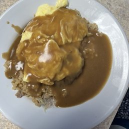 Loco Moco with scrambled eggs and fried rice Loco Moco with scrambled eggs and fried rice