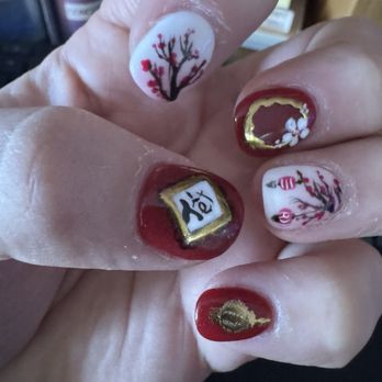 Moon Nails - Lunar New Year nail art by Diane - Nail Salons Near Me - Apple Valley, Minnesota