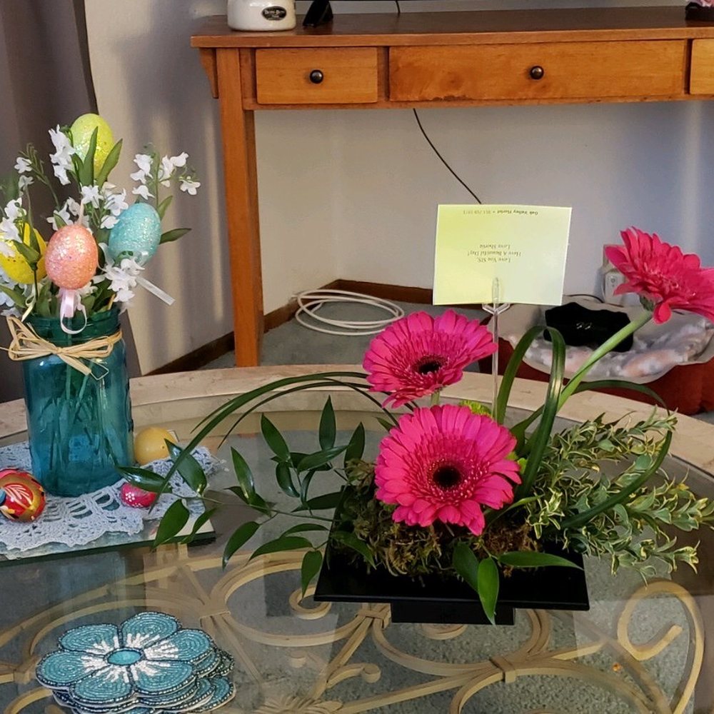Oak Valley Florist - Teleflora's Zen Gerbera Bowl looking lovely on table 4/10/20 - Florists Near Me - Beaumont, California Oak Valley Florist - Teleflora's Zen Gerbera Bowl looking lovely on table 4/10/20 - Florists Near Me - Beaumont, California
