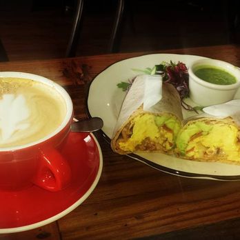 Slimak - Pumpkin Latte and Rachero Egg Wrap with Bacon - Coffee & Tea Near Me - Brooklyn, New York