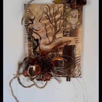 Zarjo Design - Dimensional mixed media art piece made using vintage and antique elements - Floral Designers Near Me Zarjo Design - Dimensional mixed media art piece made using vintage and antique elements - Floral Designers Near Me