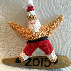 Surfing Starfish Santa Ornament
