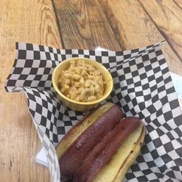 Hot Dog Basket with Mac & Cheese Hot Dog Basket with Mac & Cheese