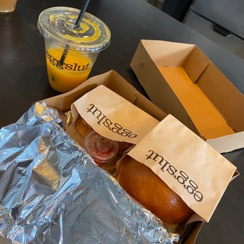 Eggslut - Fresh Orange Juice , egg & cheese sandwich, hash brown - Breakfast & Brunch Near Me - Los Angeles, California