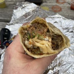 Barbacoa burrito, $8.99 and absolutely filled with meat, this is what I want when I eat out, tons of meat.