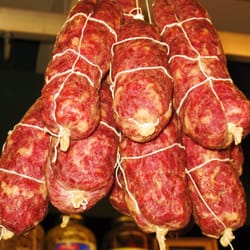 A & C Pork Store - Here is a bundle of their home-made Sopresatta. Had to take some of this home! One sliced and one whole!