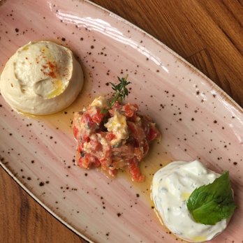 Agora Tysons - Spread sampler - hummus, htipiti, cacik - Mediterranean Near Me - Tysons, Virginia
