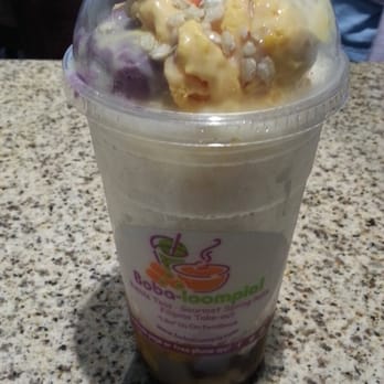 Bobaloompia - Halo-Halo! It's a mixture of jellies, various beans, fruits, toasted rice crisps, ube, flan and mango ice cream. - Bubble Tea Near Me - Tyler, Texas