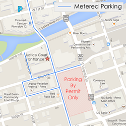 Reno Justice Court - Public parking is available at parking meters or Gallery Parking Garage located at the corner of 1st Street and N. Sierra Street.