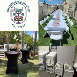 Wine Country Party Rentals - Chair rentals, bar tables, and tables.