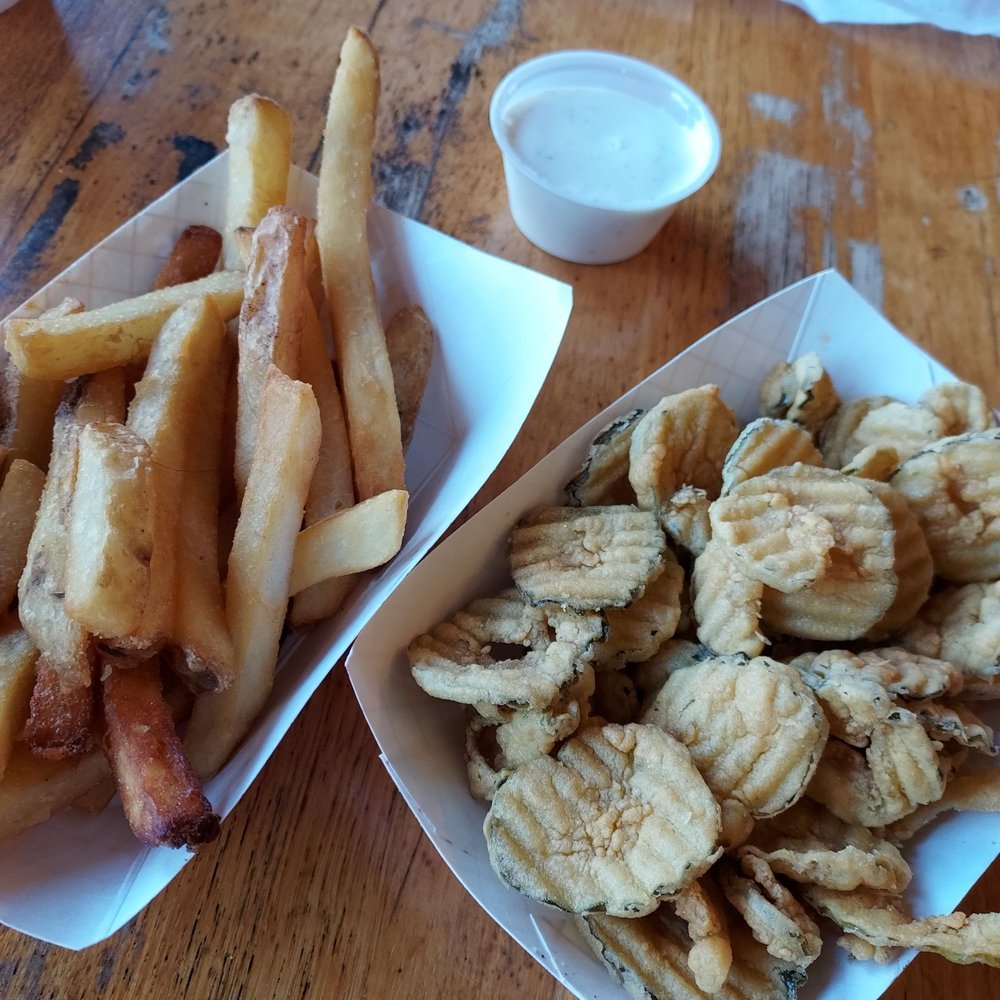 Grumps Burgers - Small fries and fried pickles. - Burgers Near Me - Burleson, Texas