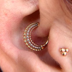 Laughing Buddha Seattle - Daith and tragus ear piercings with mixed metals