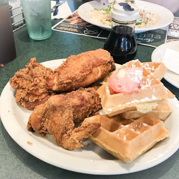 Metro Diner - Chicken and waffles with strawberry butter. Yumm! - American Near Me - Tampa, Florida Metro Diner - Chicken and waffles with strawberry butter. Yumm! - American Near Me - Tampa, Florida
