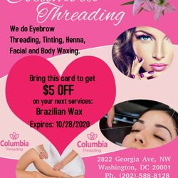 Columbia Threading - Get $5 OFF until October 28 2020 on selected service. Give us a call now @ (202)588-8128 to make an appointment.