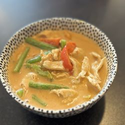 Ann Thai Cuisine - Penang curry with chicken. A delicious, smooth medley of coconut, Penang curry, vegetables, and chicken.