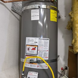 brand new Rheem 50 gallon water heater professionally installed by Pieper Plumbing brand new Rheem 50 gallon water heater professionally installed by Pieper Plumbing