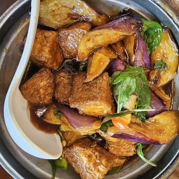 Vege Valley - Tofu and eggplant with basil hot pot - Vegetarian Near Me - San Gabriel, California Vege Valley - Tofu and eggplant with basil hot pot - Vegetarian Near Me - San Gabriel, California