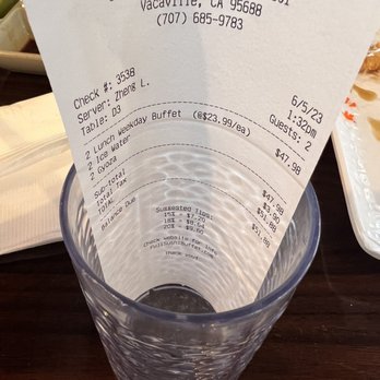 Fuji Sushi Buffet - Order total for weekday lunch - Sushi Bars Near Me - Vacaville, California