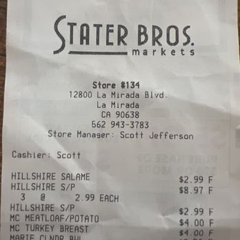 Stater Bros. Markets - Thanks Scott!!! Store manager AND cashier. - Grocery Near Me - La Mirada, California Stater Bros. Markets - Thanks Scott!!! Store manager AND cashier. - Grocery Near Me - La Mirada, California