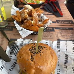 Raimundo Burger - Mexican Burger and sweet Potato Fries and a Raimundo Salad