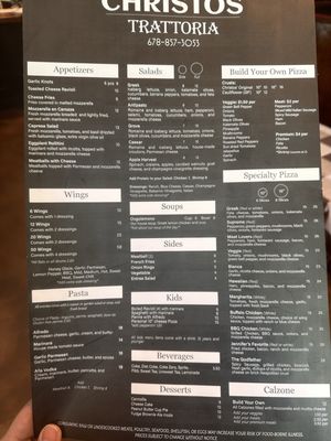 Menu photo 1 Christos Trattoria Newnan, GA Menu photo 1 Christos Trattoria Newnan, GA