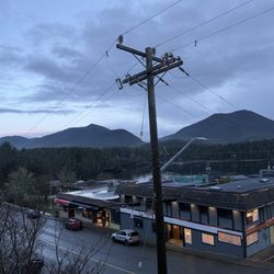 Ucluelet Brewing - View from the window by our table.