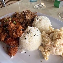 Lunch plate with Kalua pork and KFC Lunch plate with Kalua pork and KFC
