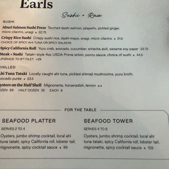Earls Kitchen + Bar - Sushi and raw menu - Cocktail Bars Near Me - Honolulu, Hawaii Earls Kitchen + Bar - Sushi and raw menu - Cocktail Bars Near Me - Honolulu, Hawaii