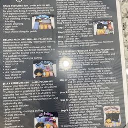 Menu for pedicure Menu for pedicure