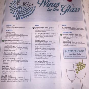 Puka's - Wines by the glass 8.19.15 - Bars Near Me - Honolulu, Hawaii