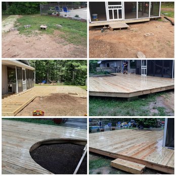 Your Hometowne Handyman - The homeowner designed the deck to replace an older deck that was built around a tree. A paver patio completed the circle. Future flower bed - Handyman Near Me - Liberty, South Carolina Your Hometowne Handyman - The homeowner designed the deck to replace an older deck that was built around a tree. A paver patio completed the circle. Future flower bed - Handyman Near Me - Liberty, South Carolina