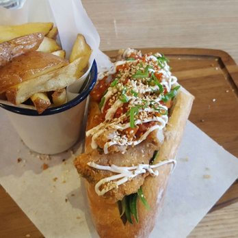 Treacle - Tonkatsu pork banh mi - a bit tough to eat at first, but the flavors were phenomenal with excellent fresh bread. Outstanding! - Bars Near Me - Edinburgh, EDH
