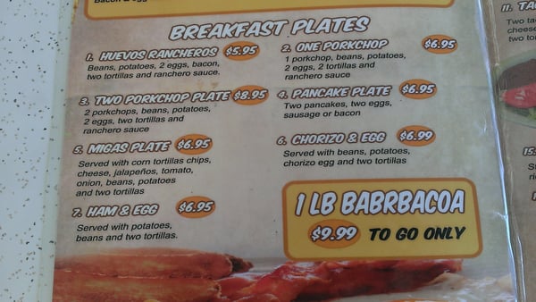 Menu photo 2 Las Palmas Cafe Seguin, TX