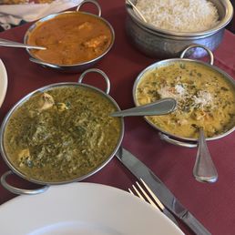Chicken Tikka Masala, Saag Paneer, Veggies in Coconut/Cashew sauce Chicken Tikka Masala, Saag Paneer, Veggies in Coconut/Cashew sauce