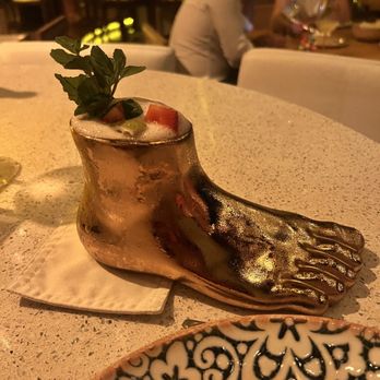 Ilios - The Achilles I mean drinking out of a foot!!! - Greek Near Me - Cancún, ROO