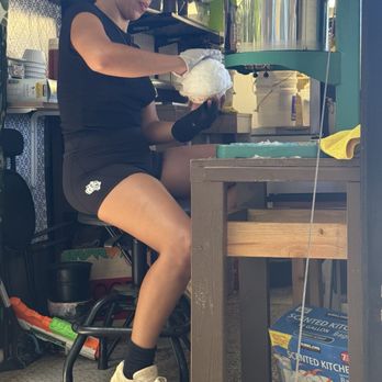 The Good Stuff Shave Ice - Working away making delicious shaved ice! - Shaved Ice Near Me - Koloa, Hawaii