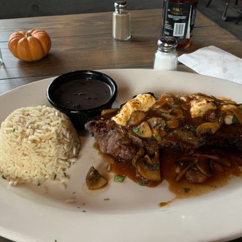 Raizes - NY steak with cheese, wine sauce and mushrooms - Portuguese Near Me - Brooklyn, New York