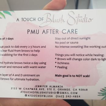 A Touch Of Blush - After care instructions - Eyebrow Services Near Me - Orange, Washington