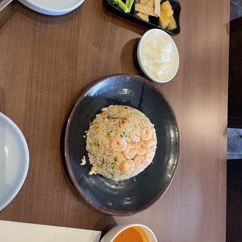 Korea Garden - fried rice w/ shrimp but no sauce + banchan - Korean Near Me - Milpitas, California Korea Garden - fried rice w/ shrimp but no sauce + banchan - Korean Near Me - Milpitas, California