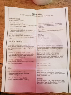 Menu photo 1 The Burg North Lewisburg, OH