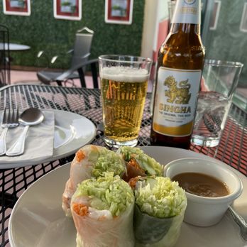 Thai Lotus - Shrimp Spring rolls! A low carb presentation and along side a Singha clean and refreshing lager; Thailand's beer! - Thai Near Me - Reno, Nevada Thai Lotus - Shrimp Spring rolls! A low carb presentation and along side a Singha clean and refreshing lager; Thailand's beer! - Thai Near Me - Reno, Nevada