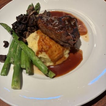 Seasons 52 - Filet mignon with mashed potatoes, asparagus, and mushroom - New American Near Me - Costa Mesa, California Seasons 52 - Filet mignon with mashed potatoes, asparagus, and mushroom - New American Near Me - Costa Mesa, California