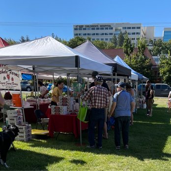 The Spokane Farmer's Market - people and a dog - Farmers Market Near Me - Spokane, Washington