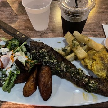 Sofrito Latin Cafe - Delicious Churrasco plate with Fried Yucca, Tostones, and Sweet Plantains - Latin American Near Me - Orlando, Florida Sofrito Latin Cafe - Delicious Churrasco plate with Fried Yucca, Tostones, and Sweet Plantains - Latin American Near Me - Orlando, Florida