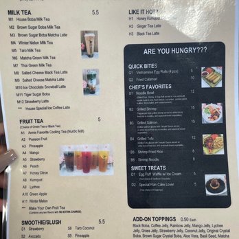 Annie’s Tea House - Menu 12/2021 - Bubble Tea Near Me - Brandon, Florida